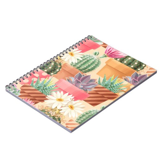 Gedetailleerd succulent, cactus naadloos patroon. notitieboek (Linkerzijde)