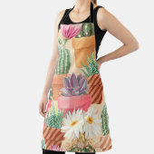 Gedetailleerd succulent, cactus naadloos patroon. schort (Insitu)