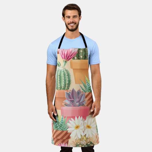 Gedetailleerd succulent, cactus naadloos patroon. schort (Gedragen)