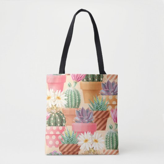 Gedetailleerd succulent, cactus naadloos patroon. tote bag (Voorkant)