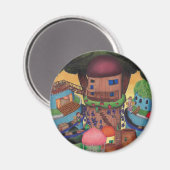 Gedetailleerd Treetop Fairy Village Magnet (Voorkant / Achterkant)