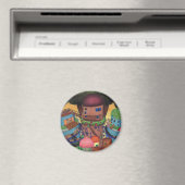 Gedetailleerd Treetop Fairy Village Magnet (Insitu (Vaatwasser))
