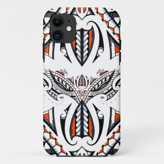 Gedetailleerd tribaal maori polynesiaans oranje pa Case-Mate iPhone case (Achterkant)