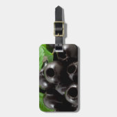 Gedetailleerd uitzicht van de zwarte olijven bagagelabel (Voorkant verticaal)
