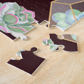 Gedetailleerd vetplant cactus naadloos patroon legpuzzel (Zijkant)