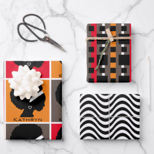 Gedetailleerd vrouwensilhouette inpakpapier vel