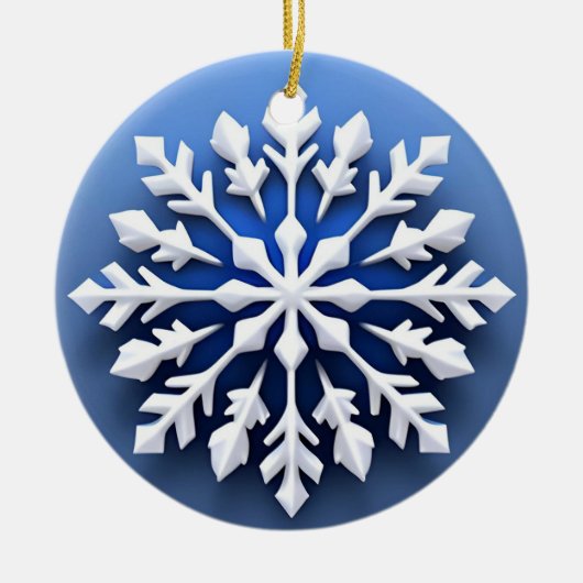 Gedetailleerd wit sneeuwvlokontwerp keramisch ornament (Voorkant)