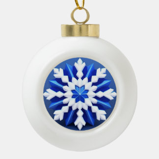 Gedetailleerd wit sneeuwvlokontwerp keramische bal ornament
