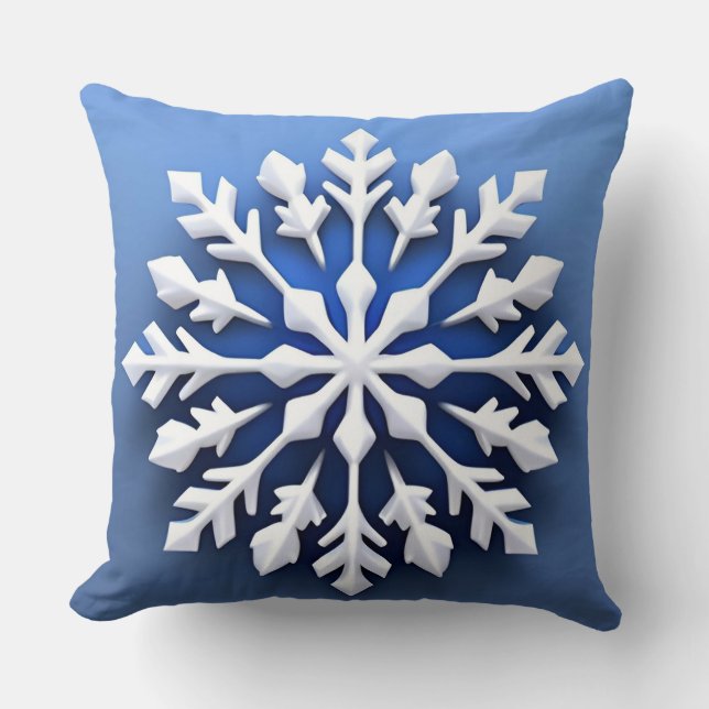 Gedetailleerd wit sneeuwvlokontwerp kussen (Voorkant)
