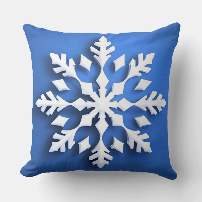 Gedetailleerd wit sneeuwvlokontwerp kussen (Voorkant)