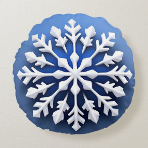 Gedetailleerd wit sneeuwvlokontwerp rond kussen