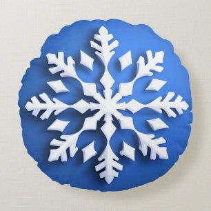Gedetailleerd wit sneeuwvlokontwerp rond kussen