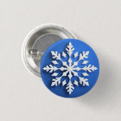 Gedetailleerd wit sneeuwvlokontwerp ronde button 3,2 cm (Voorkant /achterkant)