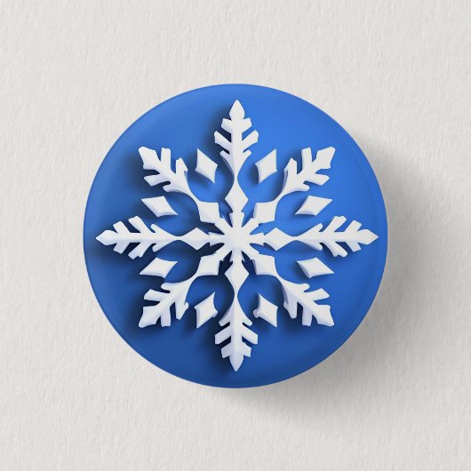 Gedetailleerd wit sneeuwvlokontwerp ronde button 3,2 cm (Voorkant)