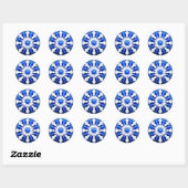 Gedetailleerd wit sneeuwvlokontwerp ronde sticker (Vel)