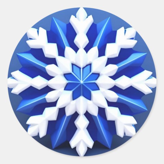 Gedetailleerd wit sneeuwvlokontwerp ronde sticker (Voorkant)