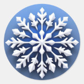 Gedetailleerd wit sneeuwvlokontwerp ronde sticker (Voorkant)