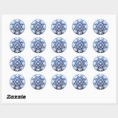 Gedetailleerd wit sneeuwvlokontwerp ronde sticker (Vel)