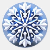 Gedetailleerd wit sneeuwvlokontwerp ronde sticker (Voorkant)