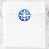 Gedetailleerd wit sneeuwvlokontwerp ronde sticker (Tas)