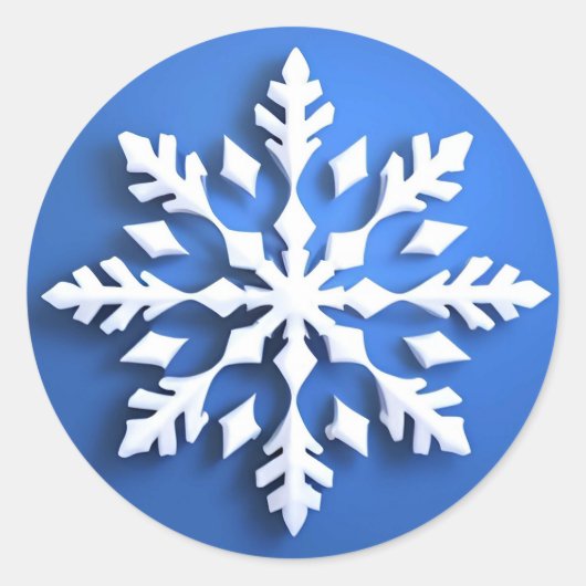 Gedetailleerd wit sneeuwvlokontwerp ronde sticker (Voorkant)