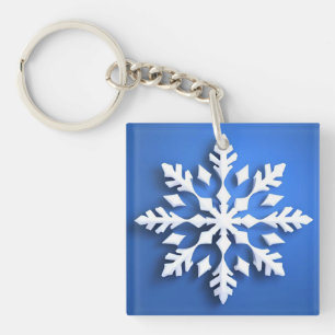 Gedetailleerd wit sneeuwvlokontwerp sleutelhanger
