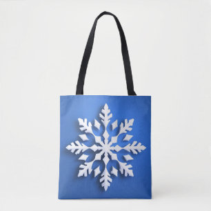 Gedetailleerd wit sneeuwvlokontwerp tote bag