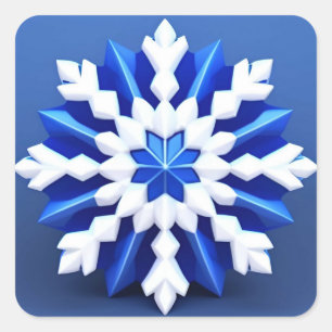 Gedetailleerd wit sneeuwvlokontwerp vierkante sticker