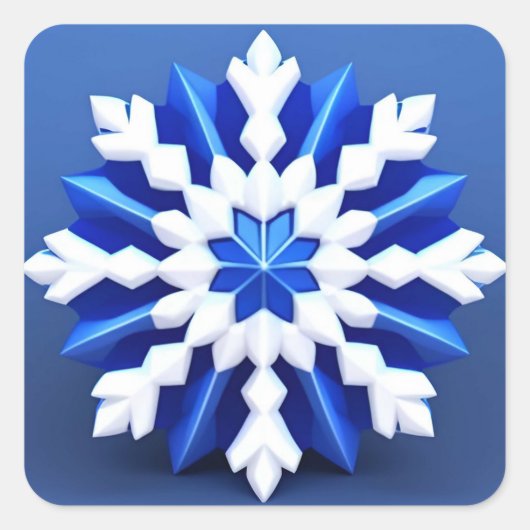 Gedetailleerd wit sneeuwvlokontwerp vierkante sticker (Voorkant)