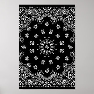 Gedetailleerd zwart Bandanna Pattern Poster