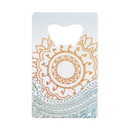 Gedetailleerde abstracte zonsopgang creditkaart flessenopener (Voorkant)