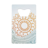 Gedetailleerde abstracte zonsopgang creditkaart flessenopener (Achterkant)