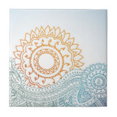 Gedetailleerde abstracte zonsopgang tegeltje (Voorkant)