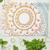 Gedetailleerde abstracte zonsopgang theedoek (Gevouwen)