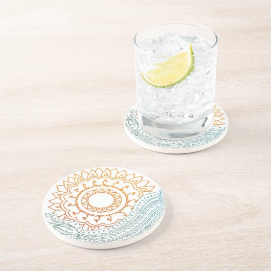 Gedetailleerde abstracte zonsopgang zandsteen onderzetter (Zijkant)