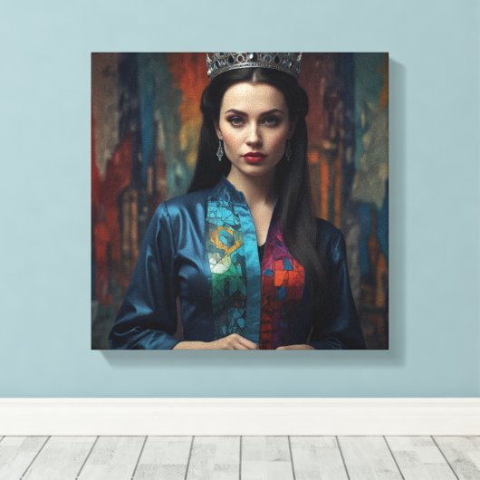 Gedetailleerde Abstraction Oil Sketch van een vrou Canvas Afdruk (Insitu (Houten vloer))