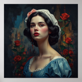 Gedetailleerde Abstraction Oil Sketch van een vrou Poster