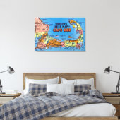 Gedetailleerde automatische kaart van Cape Cod Canvas Afdruk (Insitu (Slaapkamer))