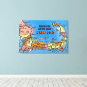 Gedetailleerde automatische kaart van Cape Cod Canvas Afdruk (Insitu (Houten vloer))