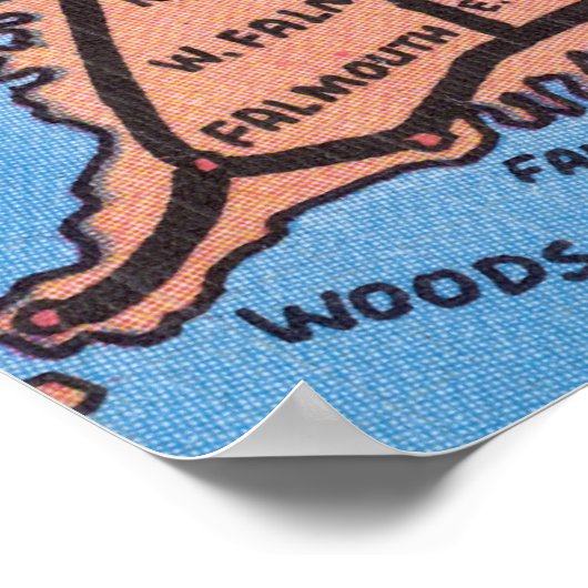 Gedetailleerde automatische kaart van Cape Cod Poster (Hoek)