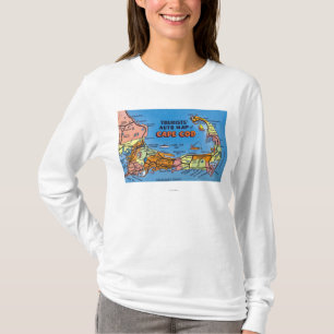 Gedetailleerde automatische kaart van Cape Cod T-shirt