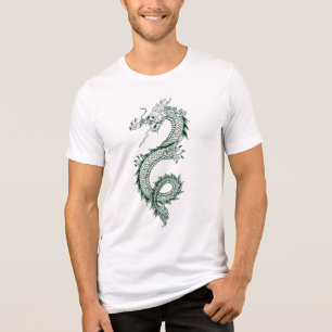 “Gedetailleerde Aziatische Draak Lijnkunst – Mythi Tri-Blend Shirt