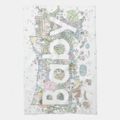 Gedetailleerde Baby shower pastelroze olifant Theedoek (Verticaal)