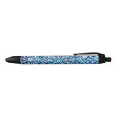 Gedetailleerde blauwe kleur potlood mandala ontwer inkt pen (Bovenkant)