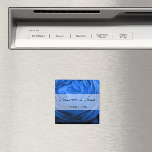 Gedetailleerde blauwe Roos persoonlijke bruiloft Magneet (Insitu (Vaatwasser))