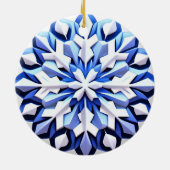 Gedetailleerde blauwe sneeuwvlok keramisch ornament (Achterkant)