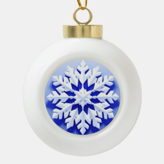 Gedetailleerde Blauwe Sneeuwvlok Keramische Bal Ornament