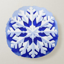 Gedetailleerde blauwe sneeuwvlok rond kussen