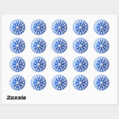 Gedetailleerde Blauwe Sneeuwvlok Ronde Sticker (Vel)
