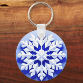 Gedetailleerde blauwe sneeuwvlok sleutelhanger (Voorkant)